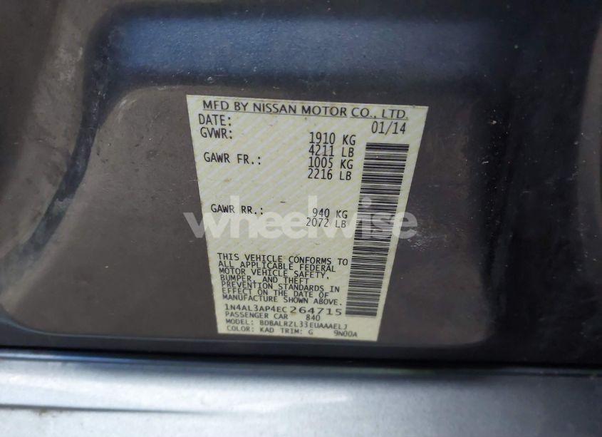 Photo 9 of 2014 Nissan Altima 2.5 S (VIN 1N4AL3AP4EC264715)