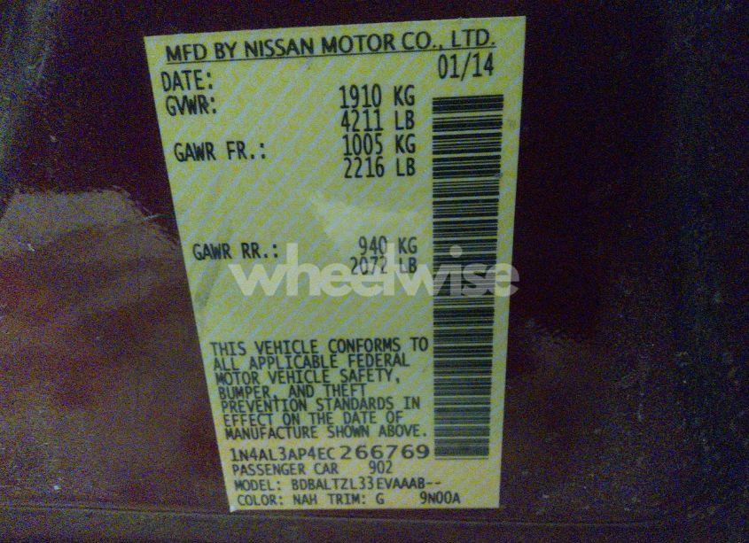 Photo 9 of 2014 Nissan Altima 2.5 SV (VIN 1N4AL3AP4EC266769)