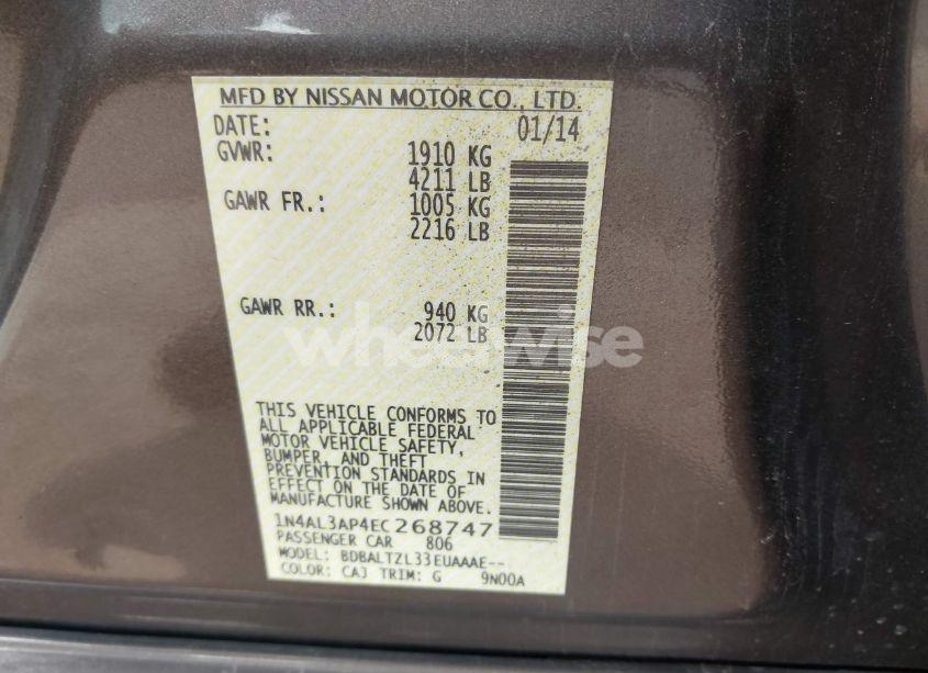 Photo 9 of 2014 Nissan Altima 2.5 SV (VIN 1N4AL3AP4EC268747)