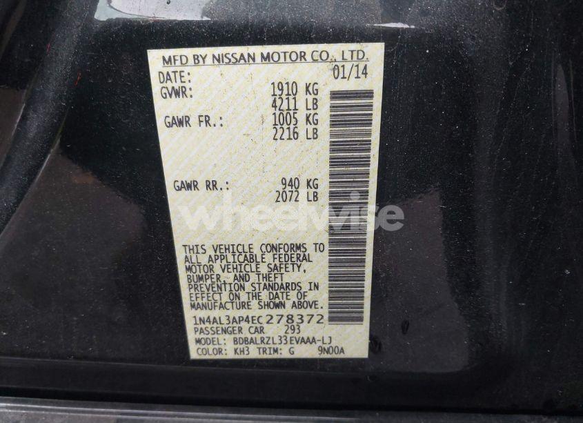 Photo 9 of 2014 Nissan Altima 2.5 S (VIN 1N4AL3AP4EC278372)