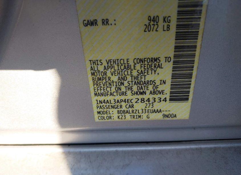 Photo 9 of 2014 Nissan Altima 2.5/2.5 S/2.5 SL/2.5 SV (VIN 1N4AL3AP4EC284334)