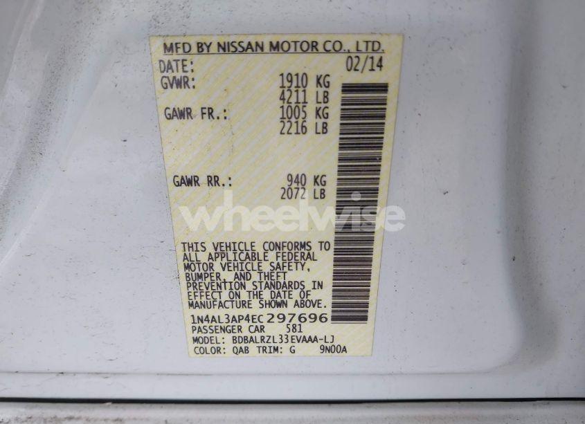 Photo 9 of 2014 Nissan Altima 2.5 S (VIN 1N4AL3AP4EC297696)