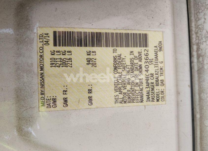 Photo 9 of 2014 Nissan Altima 2.5 S (VIN 1N4AL3AP4EC403662)