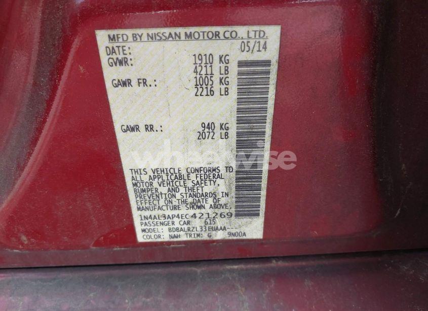 Photo 9 of 2014 Nissan Altima 2.5/2.5 S/2.5 SL/2.5 SV (VIN 1N4AL3AP4EC421269)