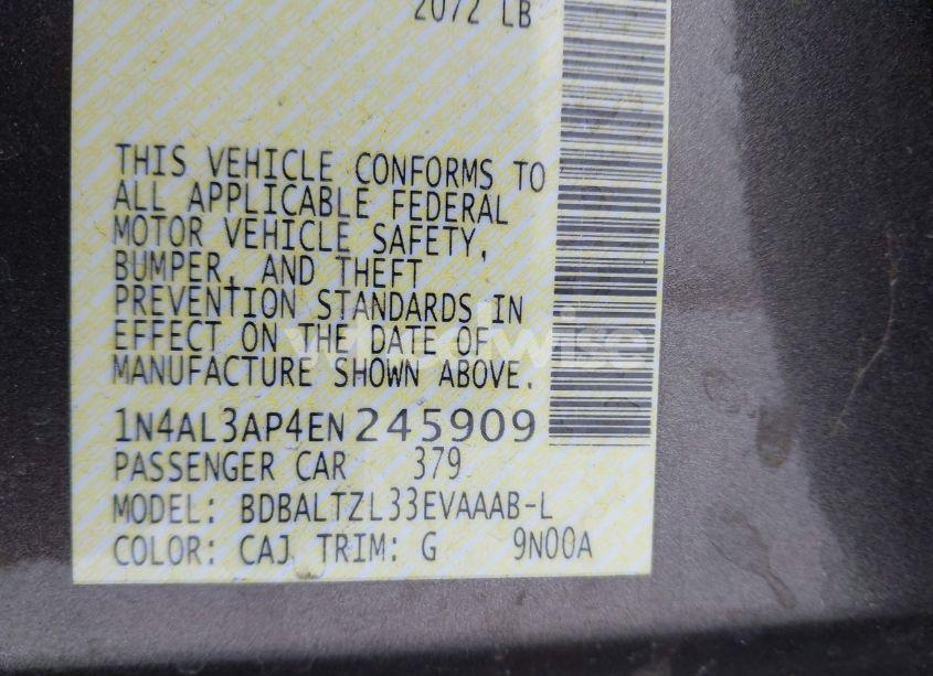 Photo 9 of 2014 Nissan Altima 2.5 SV (VIN 1N4AL3AP4EN245909)