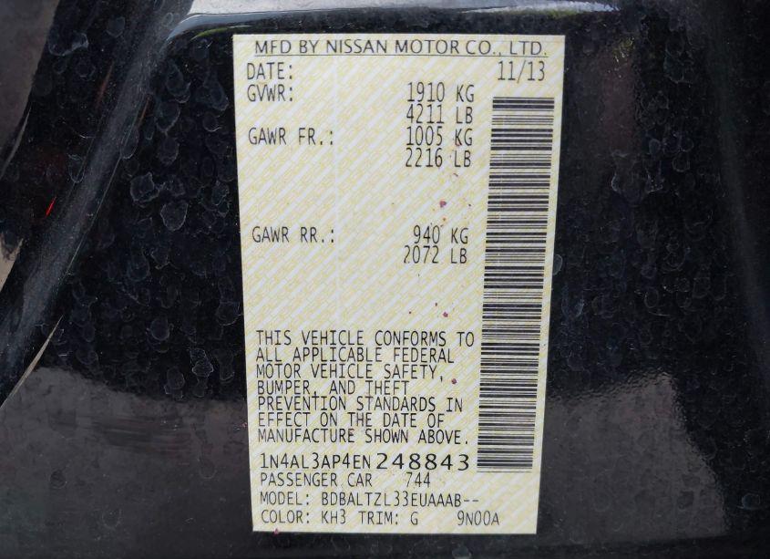 Photo 9 of 2014 Nissan Altima 2.5 SV (VIN 1N4AL3AP4EN248843)