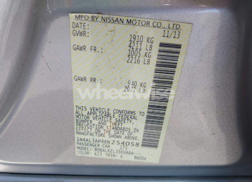 Photo 9 of 2014 Nissan Altima 2.5 S (VIN 1N4AL3AP4EN254058)