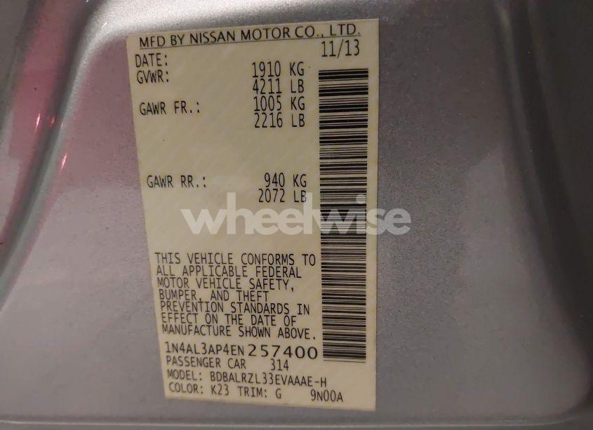 Photo 9 of 2014 Nissan Altima 2.5 S (VIN 1N4AL3AP4EN257400)