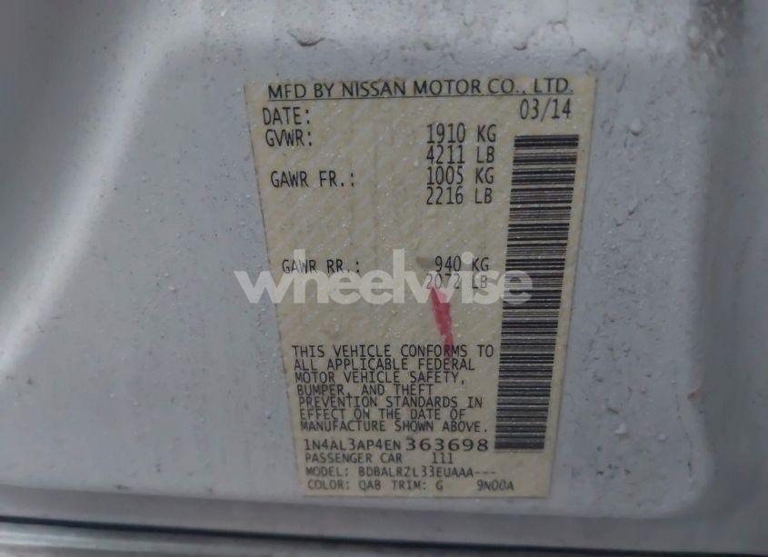 Photo 9 of 2014 Nissan Altima 2.5 S (VIN 1N4AL3AP4EN363698)