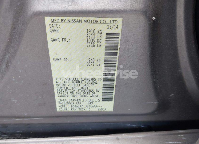 Photo 9 of 2014 Nissan Altima 2.5/2.5 S/2.5 SL/2.5 SV (VIN 1N4AL3AP4EN373115)