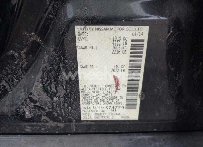 Photo 9 of 2014 Nissan Altima 2.5/2.5 S/2.5 SL/2.5 SV (VIN 1N4AL3AP4EN374779)