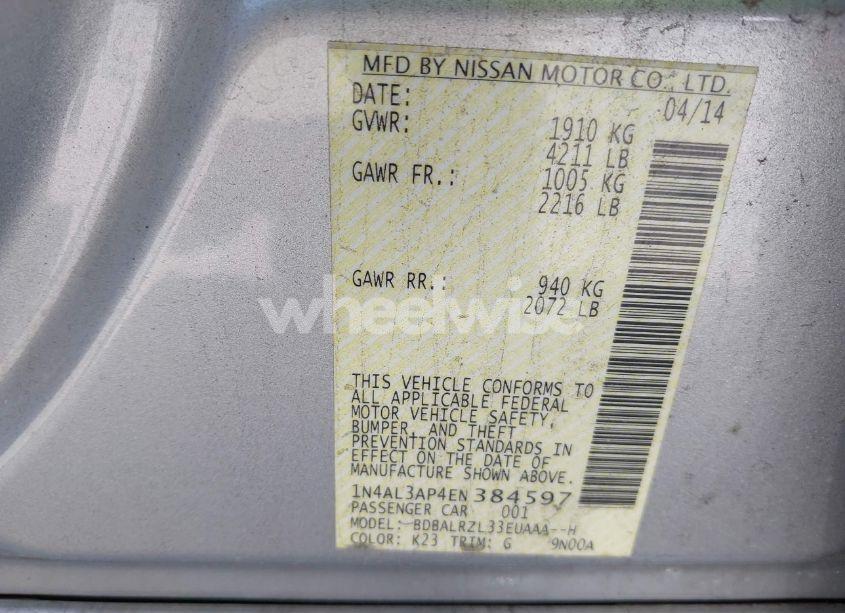 Photo 9 of 2014 Nissan Altima 2.5 S (VIN 1N4AL3AP4EN384597)