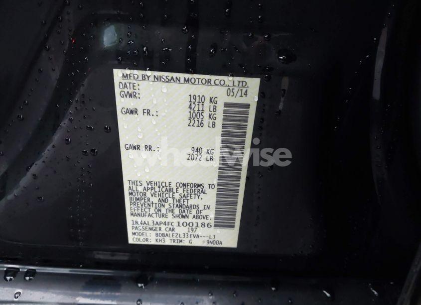 Photo 9 of 2015 Nissan Altima 2.5 S (VIN 1N4AL3AP4FC100186)