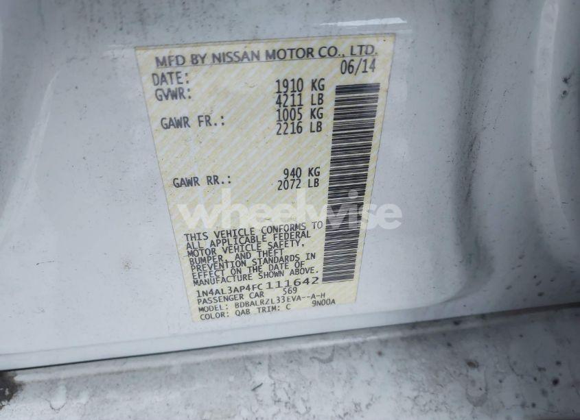 Photo 9 of 2015 Nissan Altima 2.5 SL (VIN 1N4AL3AP4FC111642)