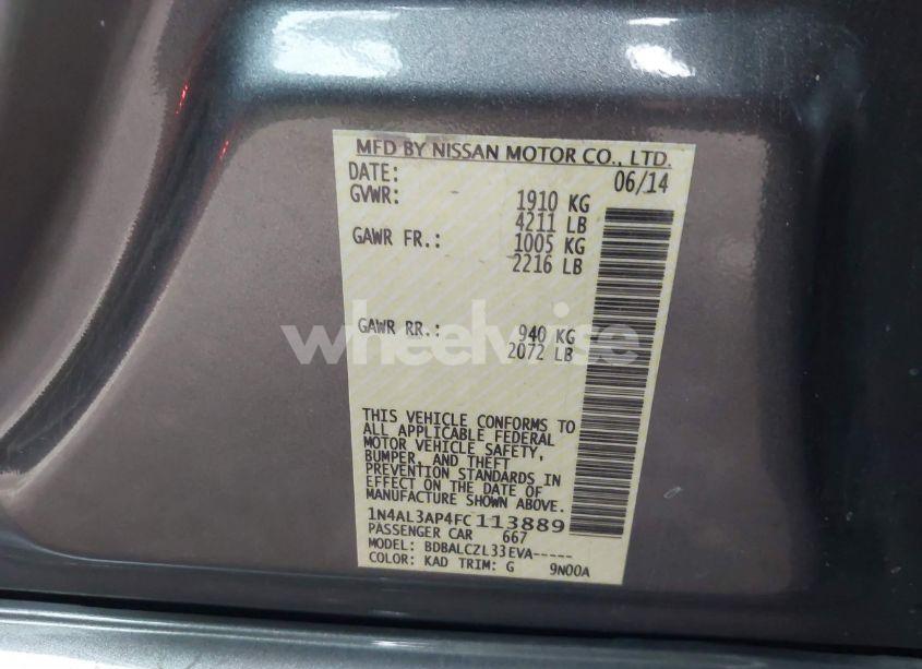 Photo 9 of 2015 Nissan Altima 2.5/2.5 S/2.5 SL/2.5 SV (VIN 1N4AL3AP4FC113889)