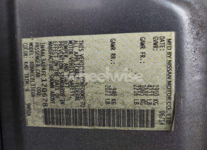 Photo 9 of 2015 Nissan Altima 2.5/2.5 S/2.5 SL/2.5 SV (VIN 1N4AL3AP4FC120678)