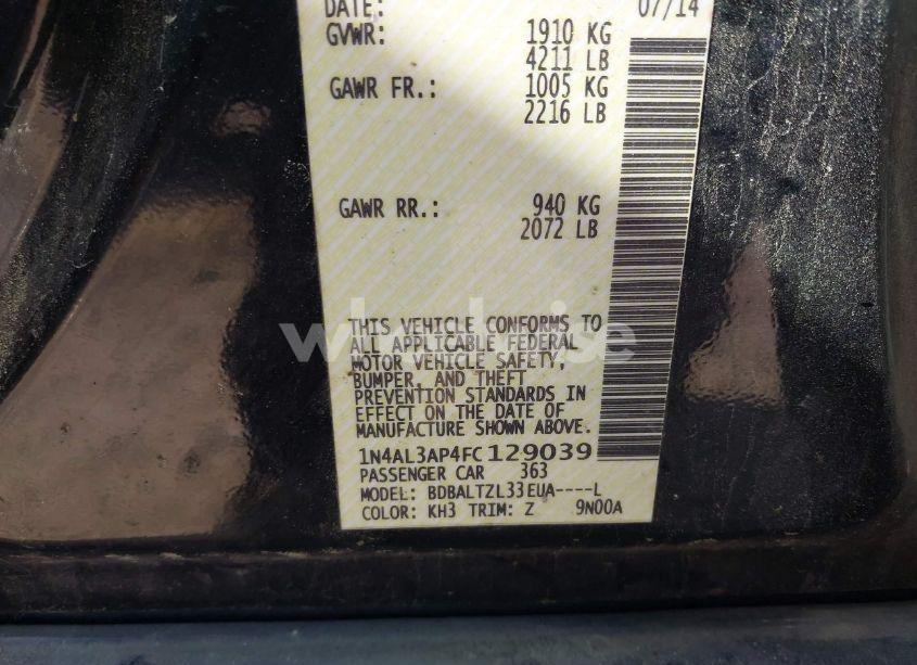 Photo 9 of 2015 Nissan Altima 2.5 SL (VIN 1N4AL3AP4FC129039)