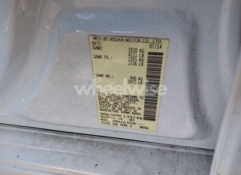 Photo 9 of 2015 Nissan Altima 2.5 S (VIN 1N4AL3AP4FC139246)