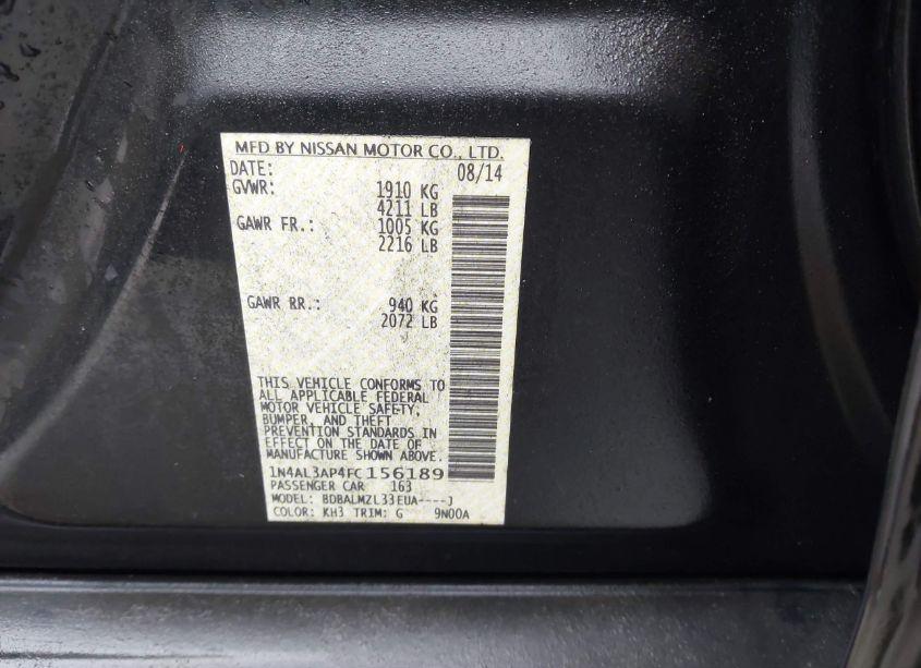 Photo 9 of 2015 Nissan Altima 2.5 SV (VIN 1N4AL3AP4FC156189)