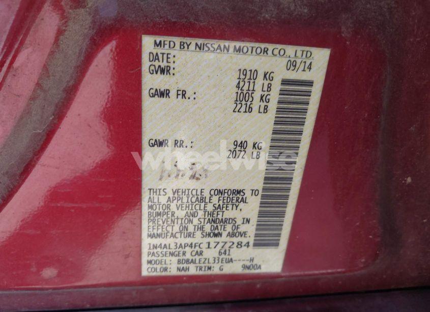 Photo 9 of 2015 Nissan Altima 2.5 S (VIN 1N4AL3AP4FC177284)