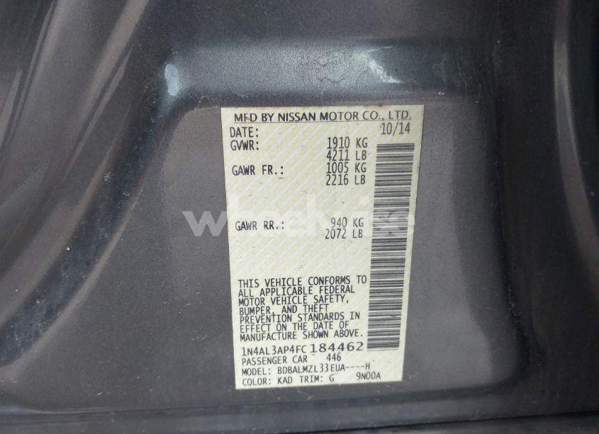 Photo 9 of 2015 Nissan Altima 2.5 SV (VIN 1N4AL3AP4FC184462)