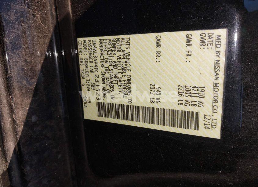 Photo 9 of 2015 Nissan Altima 2.5 S (VIN 1N4AL3AP4FC231523)