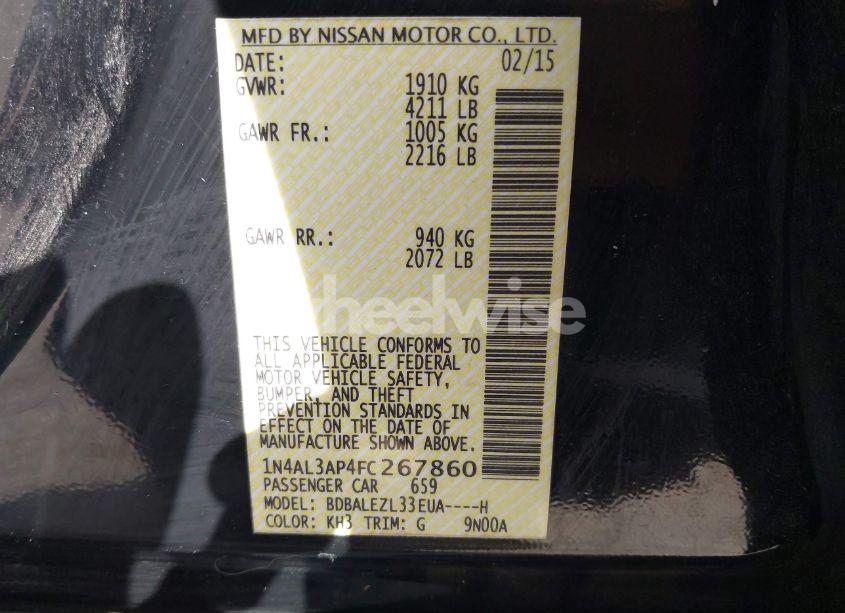 Photo 9 of 2015 Nissan Altima 2.5 S (VIN 1N4AL3AP4FC267860)