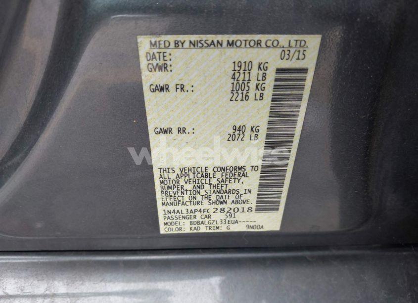 Photo 9 of 2015 Nissan Altima 2.5/2.5 S/2.5 SL/2.5 SV (VIN 1N4AL3AP4FC282018)