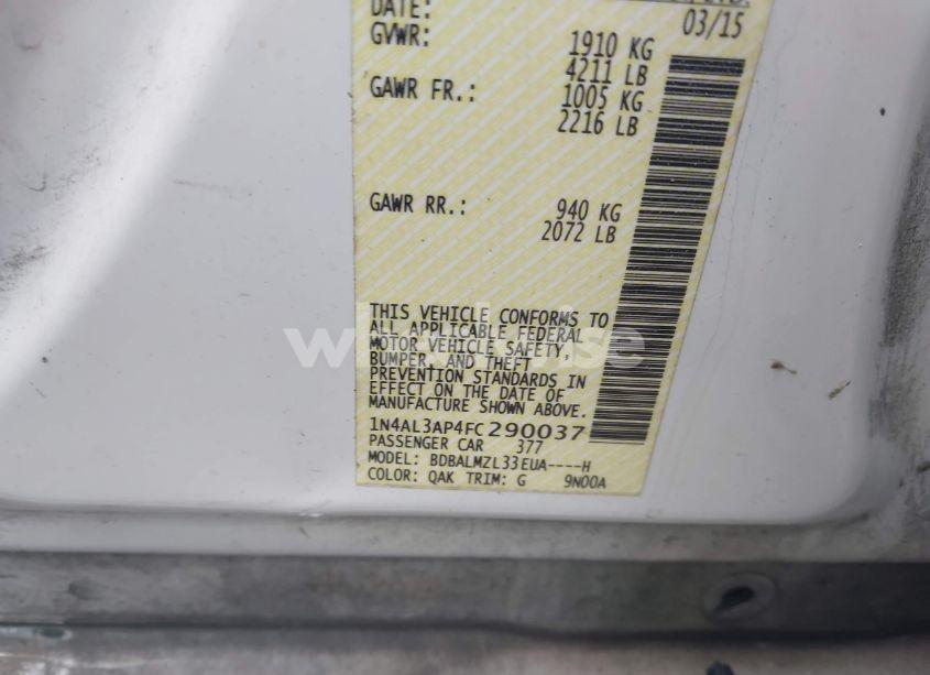 Photo 9 of 2015 Nissan Altima 2.5 SV (VIN 1N4AL3AP4FC290037)