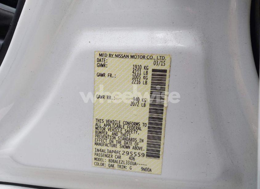 Photo 9 of 2015 Nissan Altima 2.5/2.5 S/2.5 SL/2.5 SV (VIN 1N4AL3AP4FC295559)