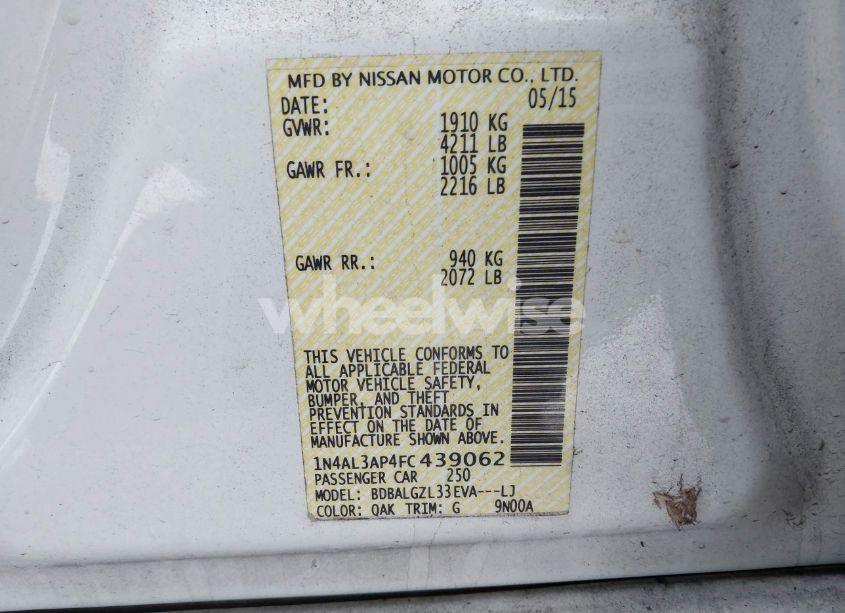 Photo 9 of 2015 Nissan Altima 2.5 S (VIN 1N4AL3AP4FC439062)