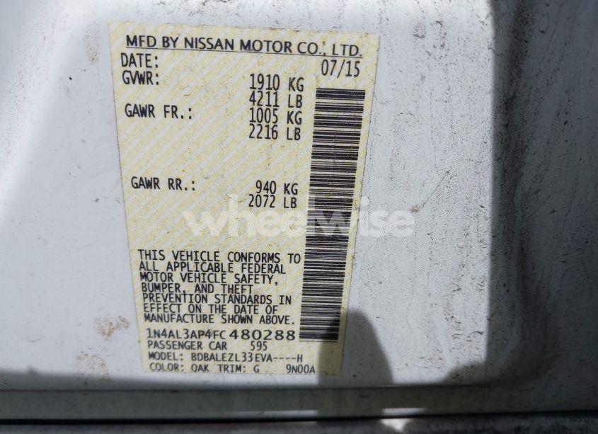 Photo 9 of 2015 Nissan Altima 2.5 S (VIN 1N4AL3AP4FC480288)