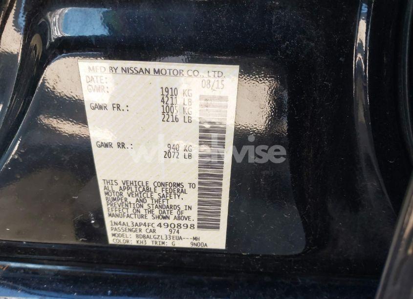 Photo 9 of 2015 Nissan Altima 2.5 S (VIN 1N4AL3AP4FC490898)