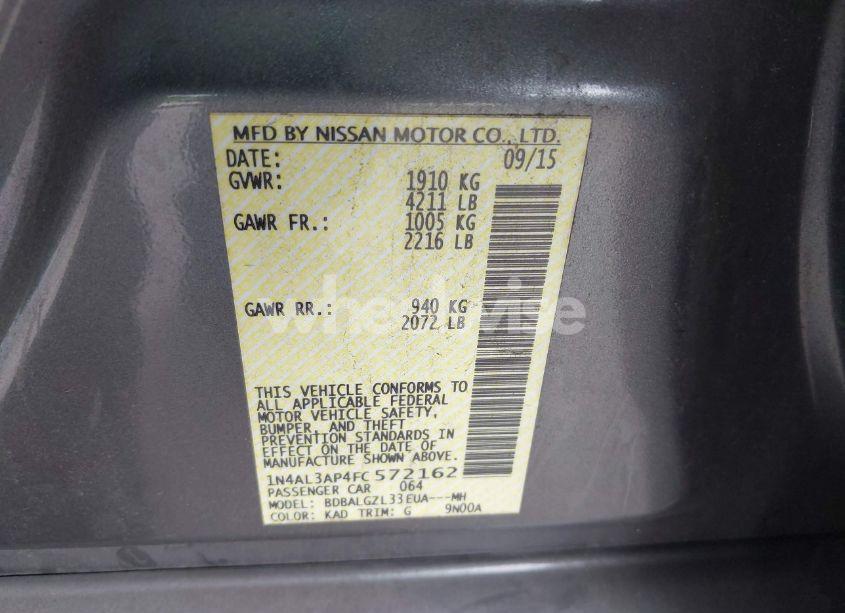 Photo 9 of 2015 Nissan Altima 2.5 S (VIN 1N4AL3AP4FC572162)