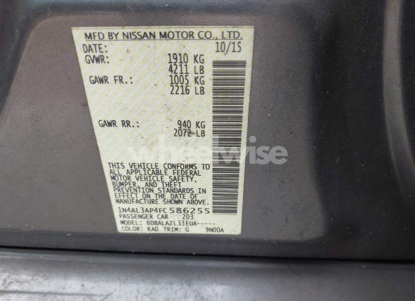 Photo 9 of 2015 Nissan Altima 2.5 (VIN 1N4AL3AP4FC586255)