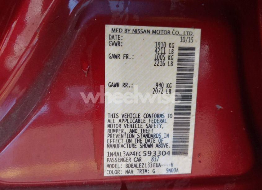 Photo 9 of 2015 Nissan Altima 2.5 S (VIN 1N4AL3AP4FC593304)