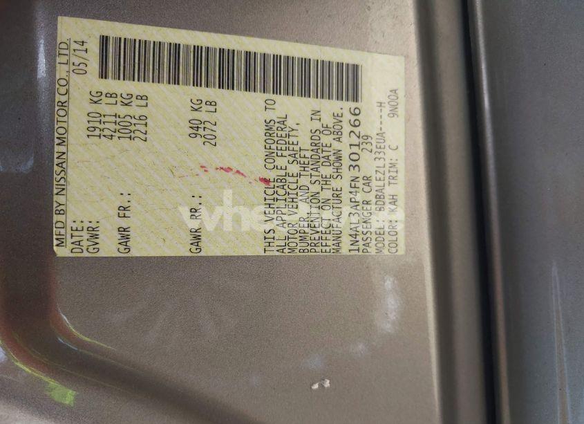 Photo 9 of 2015 Nissan Altima 2.5 S (VIN 1N4AL3AP4FN301266)