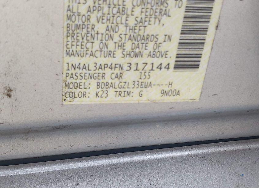 Photo 9 of 2015 Nissan Altima 2.5 S (VIN 1N4AL3AP4FN317144)