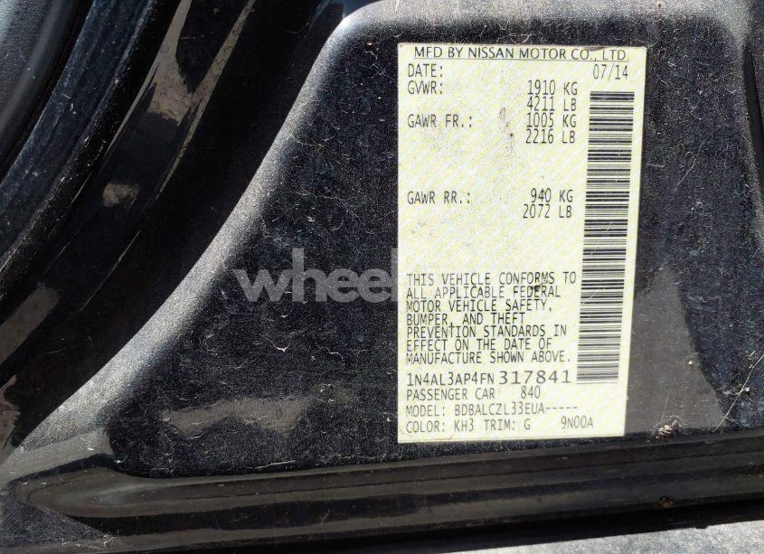 Photo 9 of 2015 Nissan Altima 2.5/2.5 S/2.5 SL/2.5 SV (VIN 1N4AL3AP4FN317841)