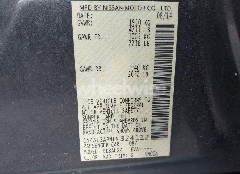 Photo 9 of 2015 Nissan Altima 2.5/2.5 S/2.5 SL/2.5 SV (VIN 1N4AL3AP4FN324112)