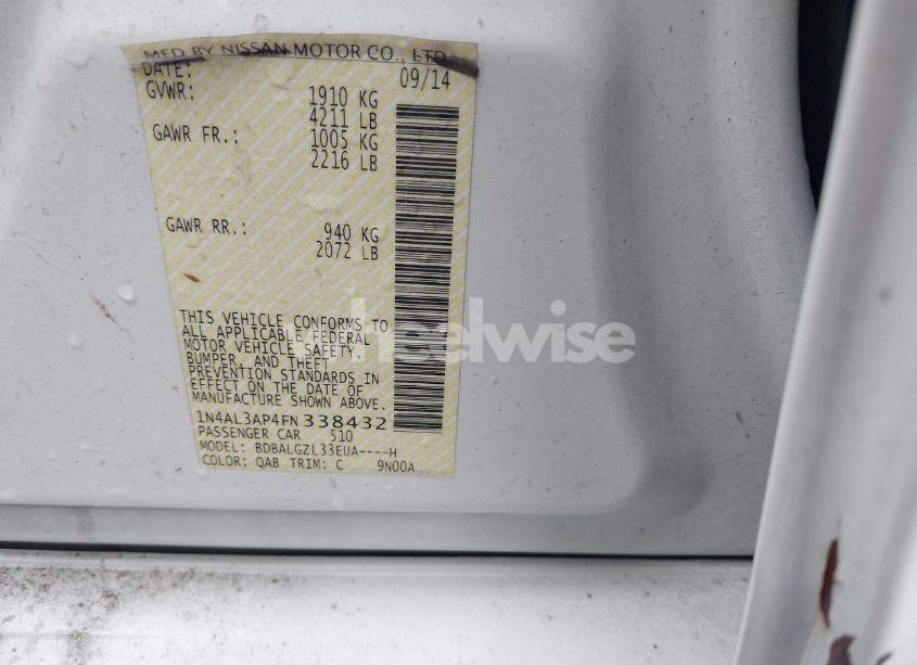 Photo 9 of 2015 Nissan Altima 2.5 S (VIN 1N4AL3AP4FN338432)