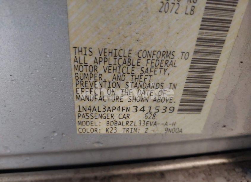 Photo 9 of 2015 Nissan Altima 2.5 SL (VIN 1N4AL3AP4FN341539)