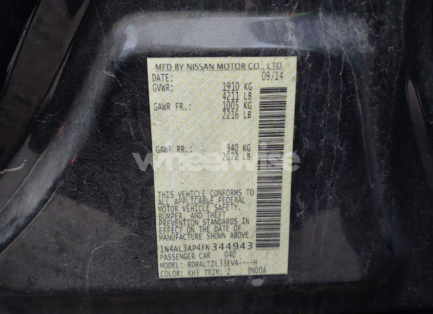 Photo 9 of 2015 Nissan Altima 2.5 SL (VIN 1N4AL3AP4FN344943)