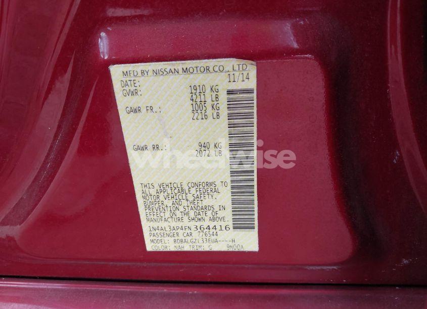 Photo 9 of 2015 Nissan Altima 2.5 S (VIN 1N4AL3AP4FN364416)