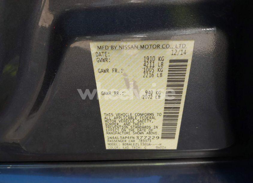 Photo 9 of 2015 Nissan Altima 2.5 S (VIN 1N4AL3AP4FN377229)