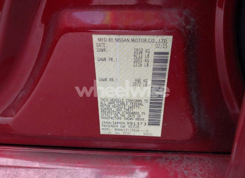 Photo 9 of 2015 Nissan Altima 2.5/2.5 S/2.5 SL/2.5 SV (VIN 1N4AL3AP4FN391373)