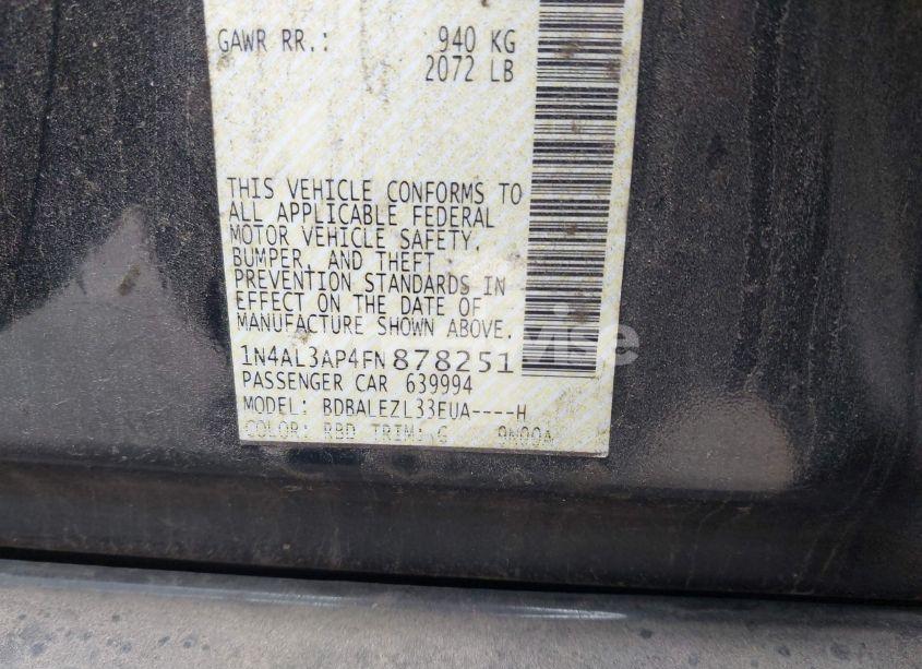 Photo 9 of 2015 Nissan Altima 2.5 S (VIN 1N4AL3AP4FN878251)