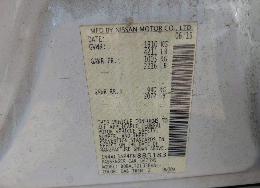 Photo 9 of 2015 Nissan Altima 2.5 SL (VIN 1N4AL3AP4FN885183)