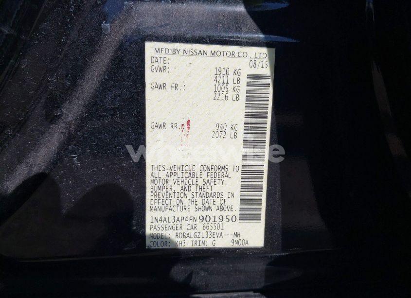 Photo 9 of 2015 Nissan Altima 2.5 S (VIN 1N4AL3AP4FN901950)