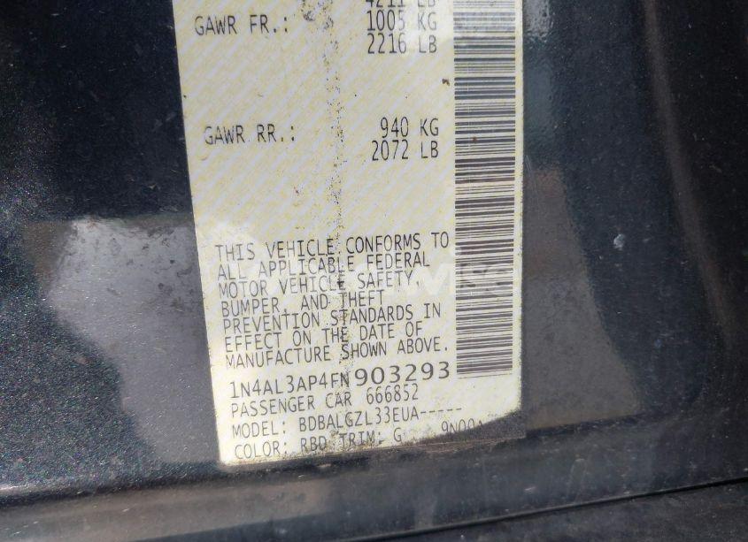 Photo 9 of 2015 Nissan Altima 2.5/2.5 S/2.5 SL/2.5 SV (VIN 1N4AL3AP4FN903293)